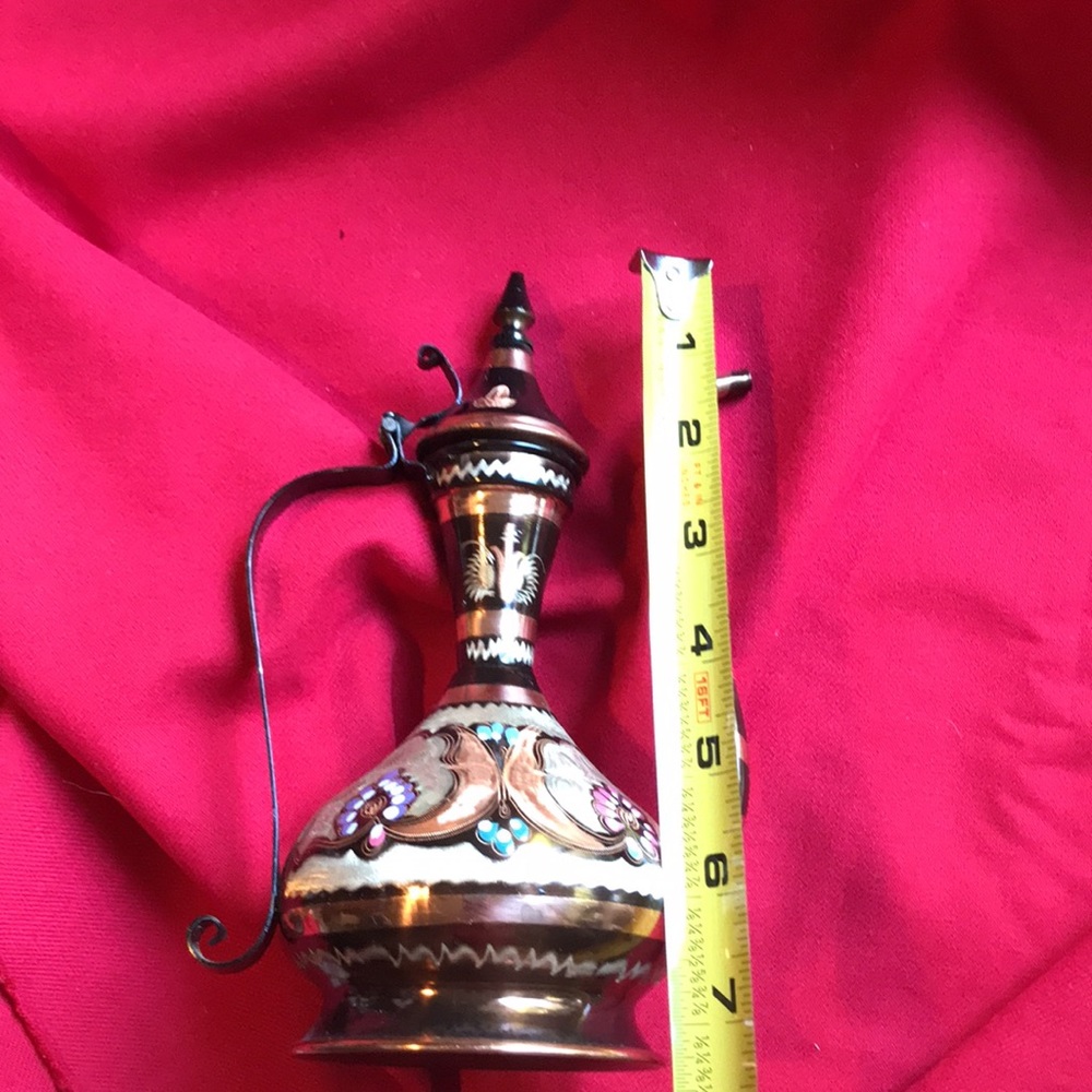 Hand Painted Copper pitcher - Picture 4 of 7